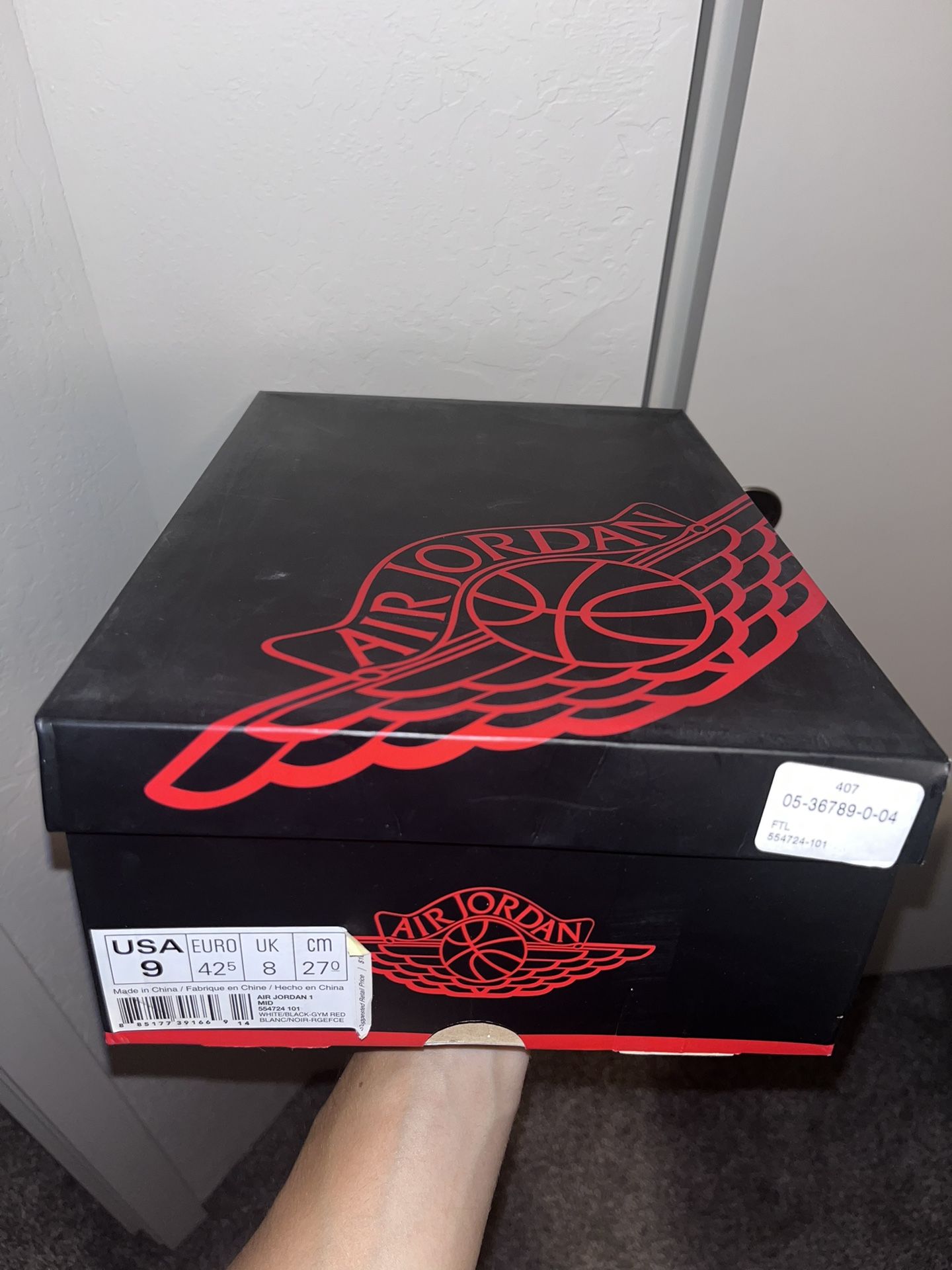 Jordan 1 Mid “white Gym Red” Size 9 Men’s