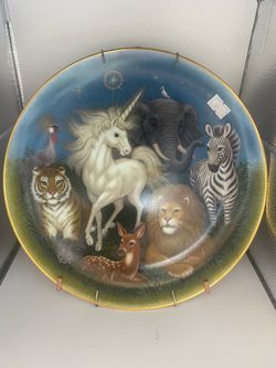 A vintage collector plate from the Unicorn Fantasies series by artist K. Chin