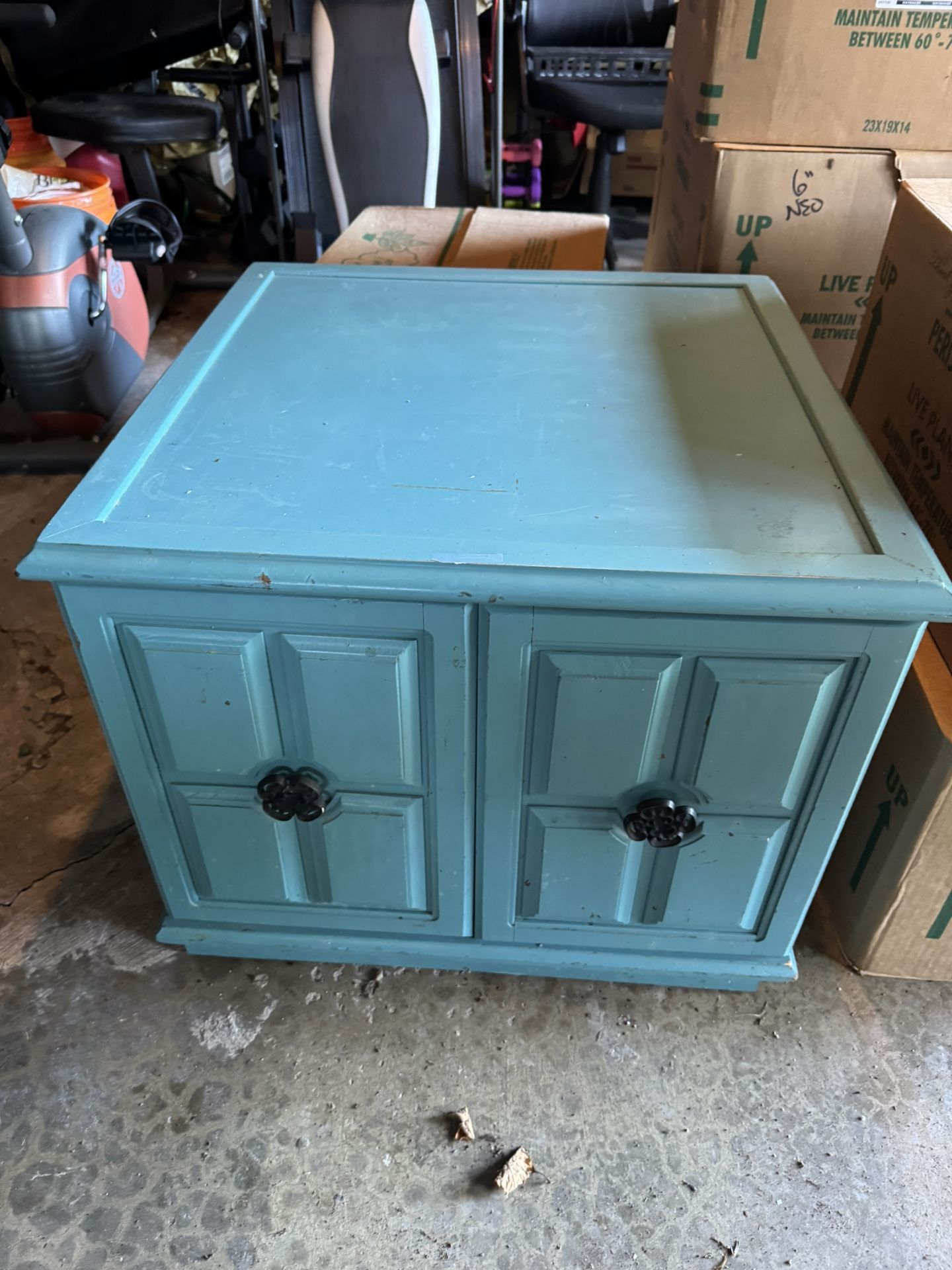 Vintage Teal Wood Storage Cabinet ๐ชต๐