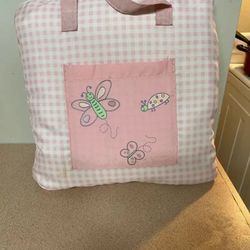 Pink Gingham Baby Pillow/blanket