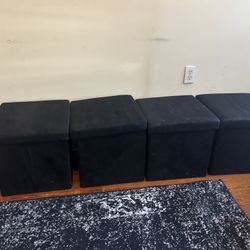 4 Black Ottomans