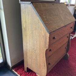 Antique Quarter Sawn Oak Secretary Desk