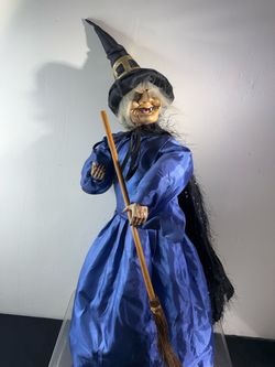 Vintage Animated Halloween Witch on Broom 23” – Untested As-Is