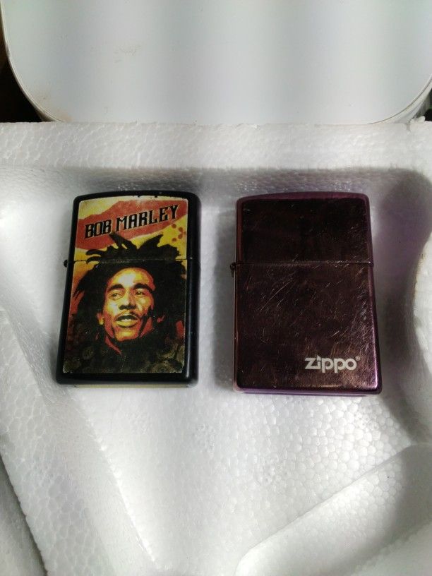2 Zippo Lighters ...Bob Marley and Purple. make Offer