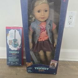 American Girl Tenney Doll New With Guitar