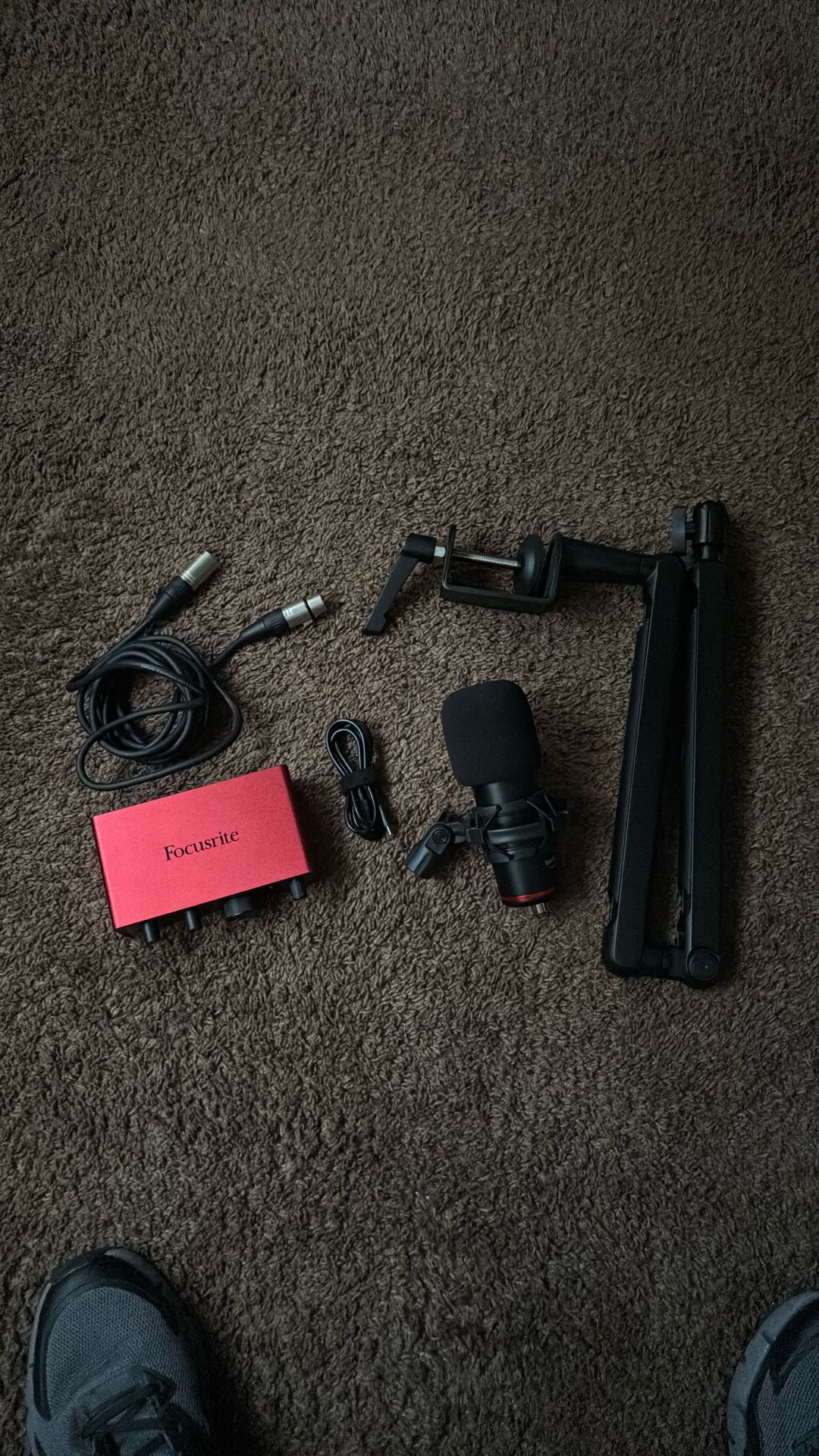 Focusrite Scarlett Solo With Mic & Mic Boom.