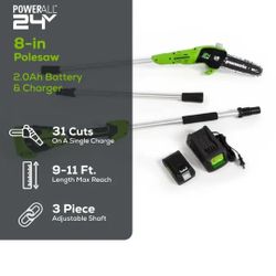 Greenworks 24-volt 8-in 2 Ah Battery Pole Saw Battery
Included, Charger Included