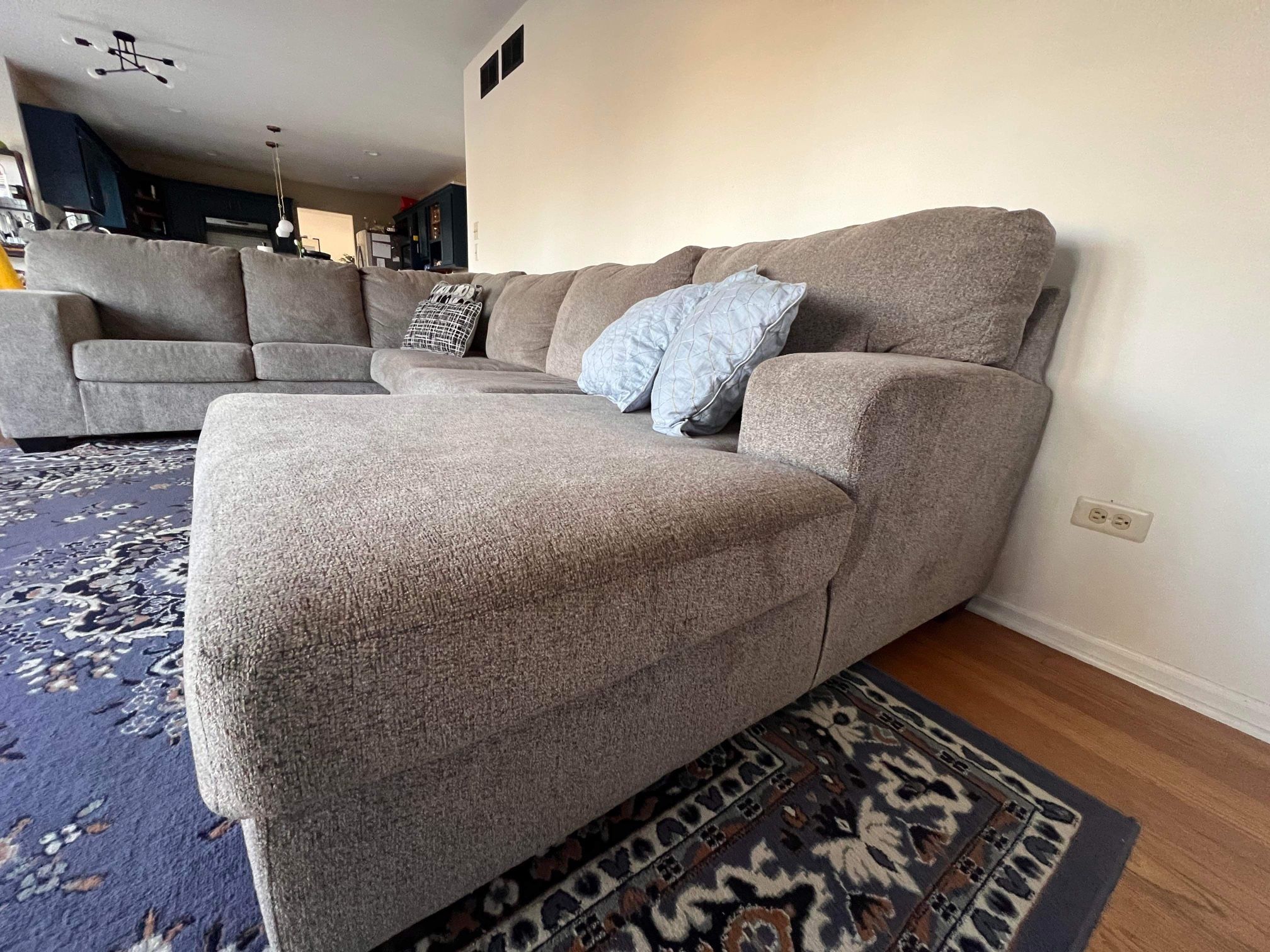 Big Gray Fabric Sectional Sofa Couch