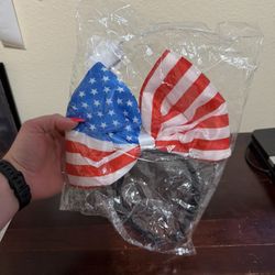 USA Flag Headband Bow 4th Of July NWT  - Battery Pull Tag Intact - Not Tested