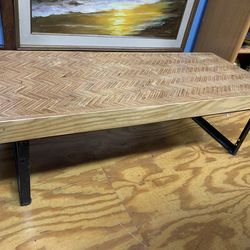 Custom Made Industrial Herringbone Coffee Table