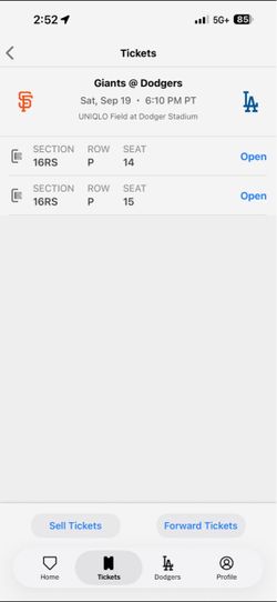 2 Tickets Giants @ Dodgers Sep 19🔥🔥