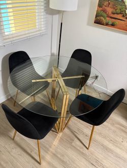 Trendy Gold Finish Kitchen Dining Table