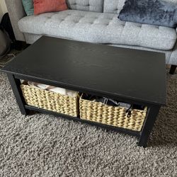 Wooden Coffee Table With Storage Space 