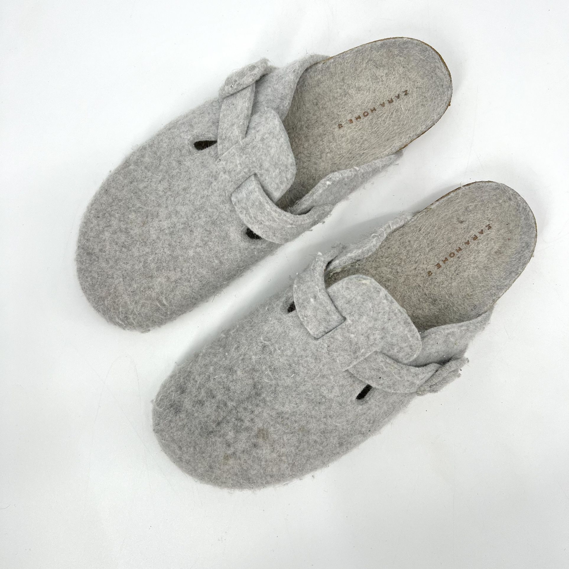Zara Home Buckled Felt Mule Clog Slippers Women's Size 41 (US 10-10.5)