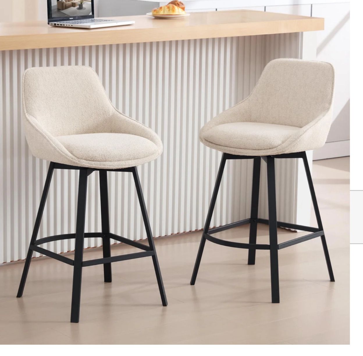 New Set Of Two Swivel Counter Stools Set of 2, 26'' Modern Counter Height Barstools