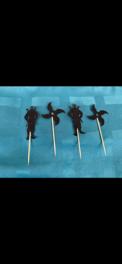 Black Ninja Glitter Cupcake Toppers (24). Pcs