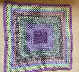 Hand crochet lap or baby blanket. Thick. 36 x 36. Machine washable acrylic yarn. From smoke free, pet free, COVID free home. Public pick up only