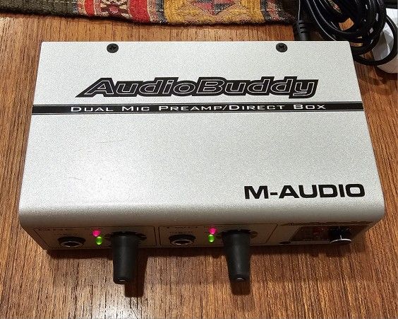 M-Audio Audio Buddy Dual Mic & Instrument Preamp / Di Box /Phantom TESTED WORKS!
