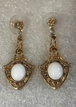 Aretes Gold Filled Piedras Blancas Joyería Antigua 