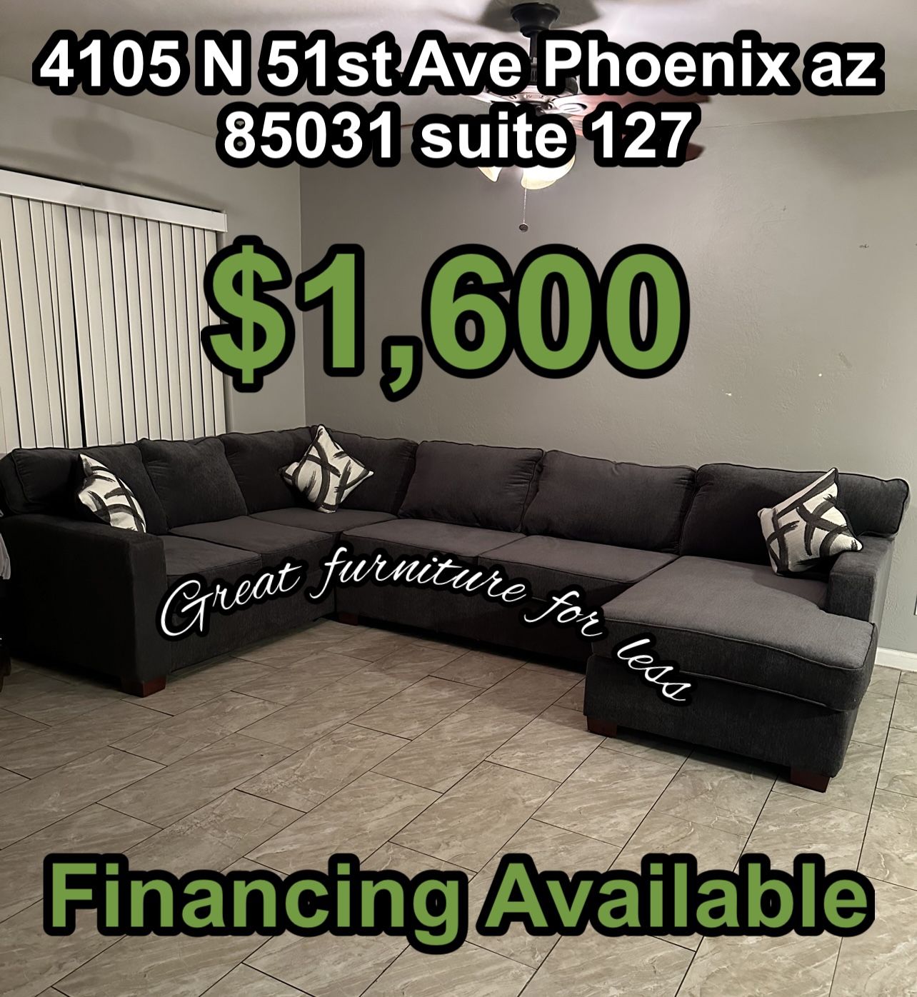 3 PCs Sectional Grey Brand New
