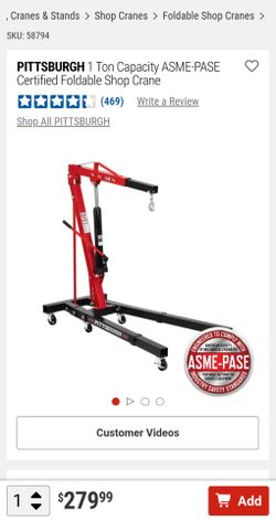 1 Ton Engine Hoist, Cherry Picker, Orange, Harbor Frieght Brand with Chain and Hydraulic