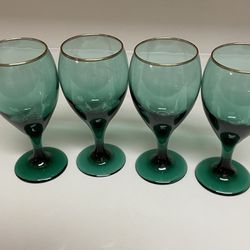 Vintage Libbey Juniper Green Water Goblets Glassware