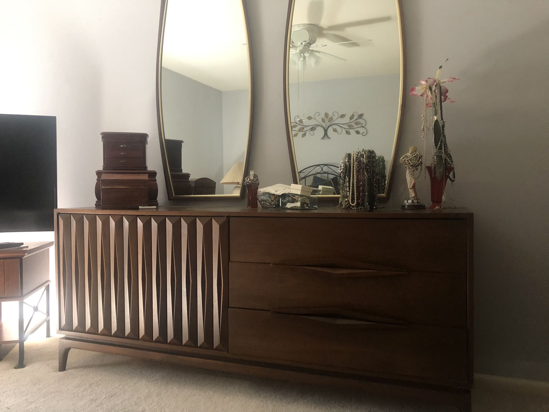 Mid Century Solid Walnut Wood Bedroom Set