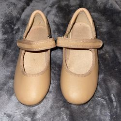 SO DANCA Tan Leather Tap Shoes Girls Size 10.5 Strap Toddler Dance Shoes
