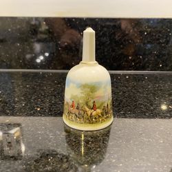 Vintage Royal Worcester Fox Hunt Scene Bell 3.5” Fine Bone China Made in England.