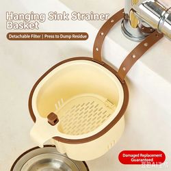 Adjustable Hanging Sink Strainer Basket, Detachable Kitchen Food Catcher, Press Type Drain Basket