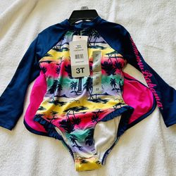 Tommy Bahama Bathing Suit! NEW, One Piece , Comes With Hat And Short! 3T (blues And Pink) And 4T (both Styles)