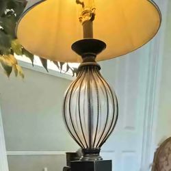 Caged Clear Glass Table Lamp X2