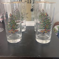 4 Tall Spode Christmas Tree Old Fashion Glasses