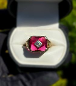 Jewelry 10k solid yellow gold natural diamond rose quartz stone 8.11CTW ring size 11.75
