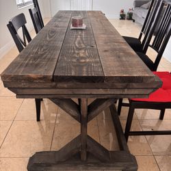 Rustic Teak Wooden Table For 6