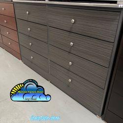 Grey Eight Drawer With Metal Knobs Dresser Cajonera 