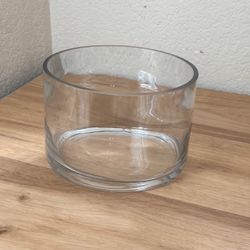 Heavy Clear Glass Cylinder Vase / Centerpiece Bowl • 7.75” x 5”