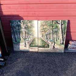 Two Beautiful Conjoining Paintings Art Wall Hanging Home Decor