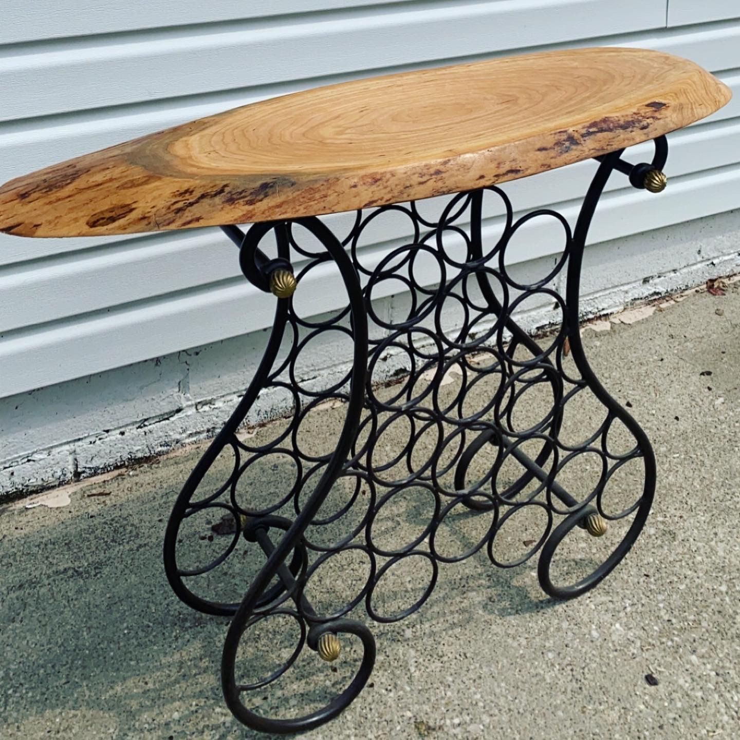 Wine table / rack / live edge cherry slab.