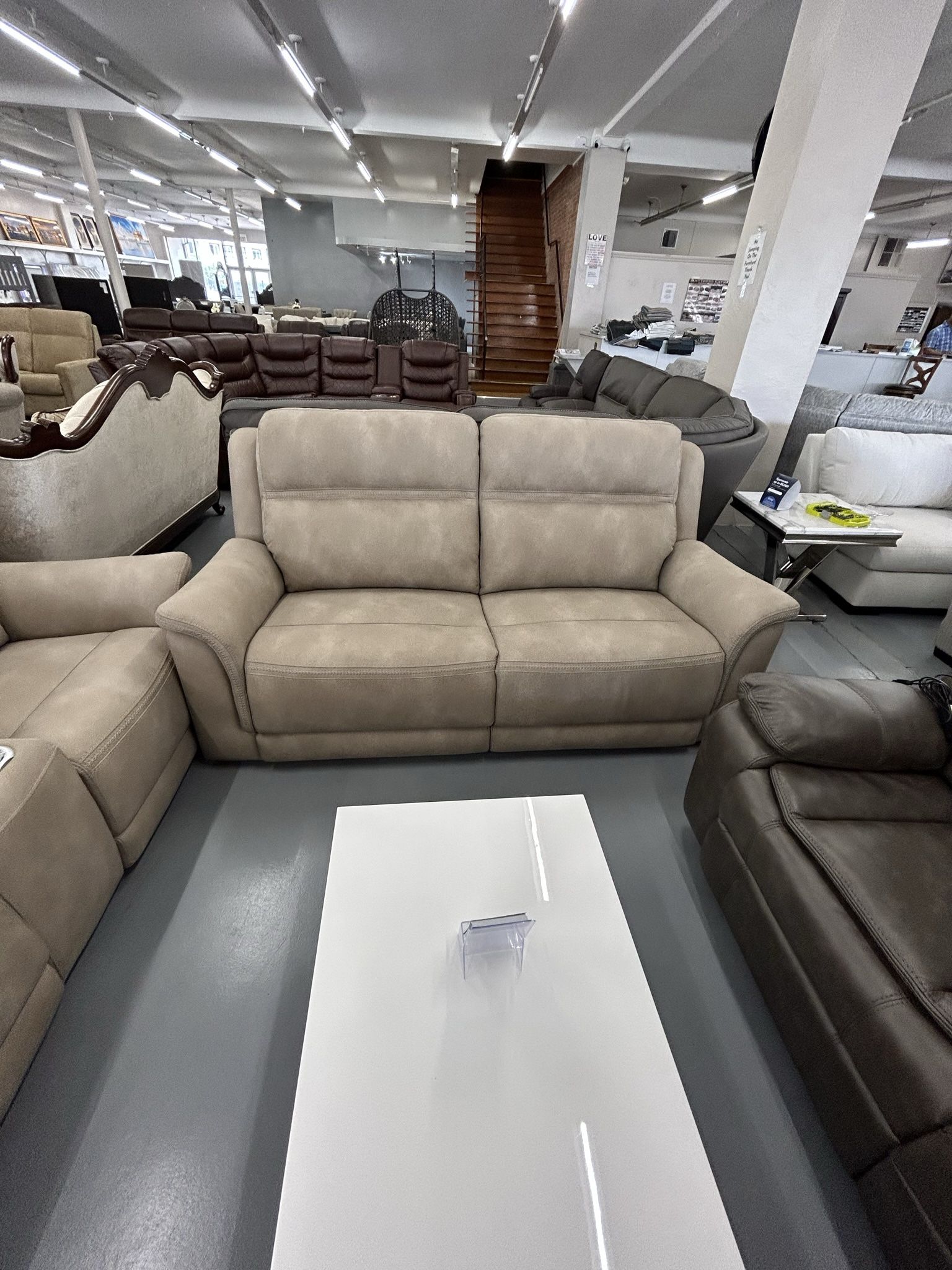 Microfiber Power Reclining Sofa Loveseat