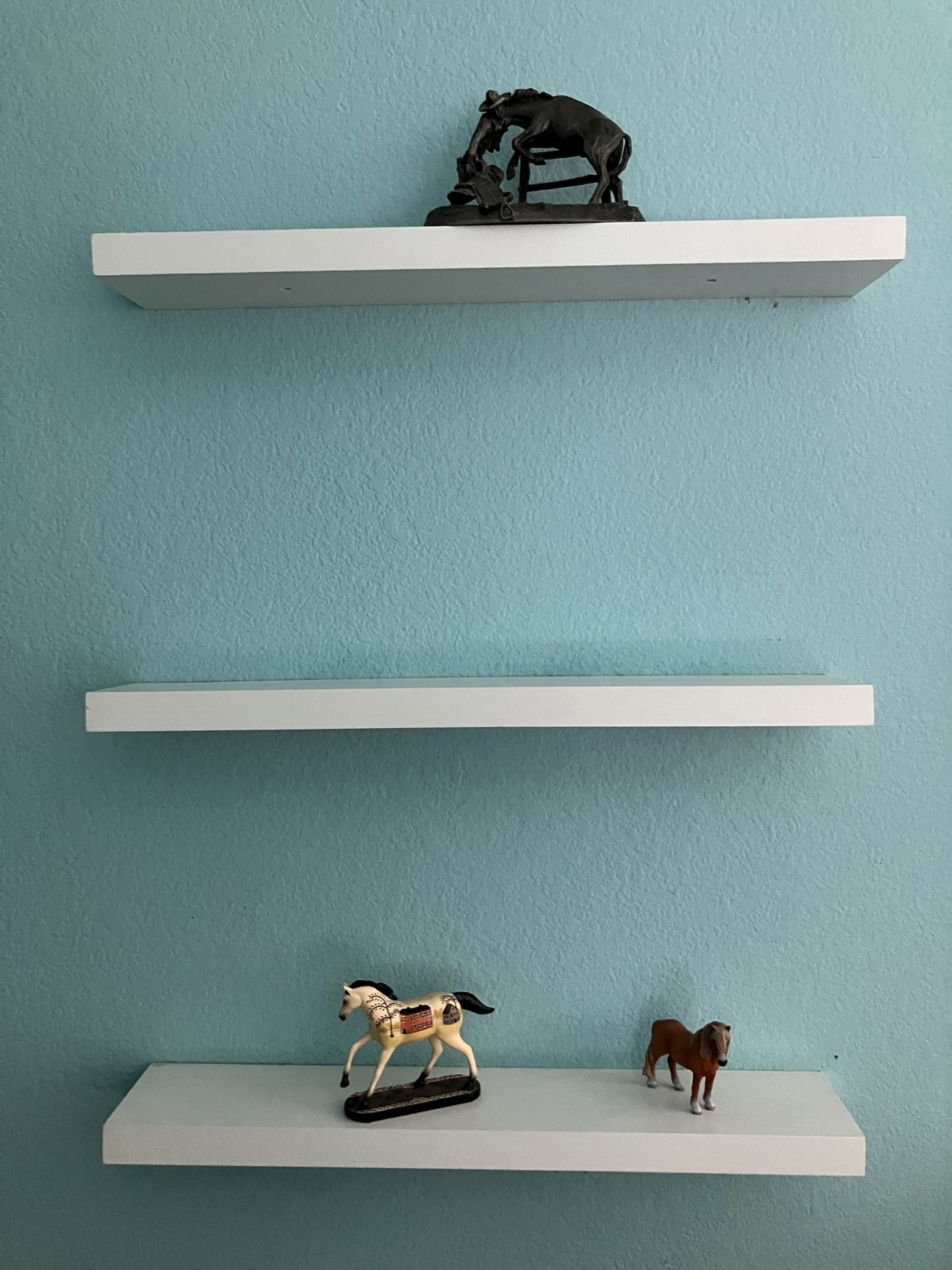 White floating shelves, total of 8