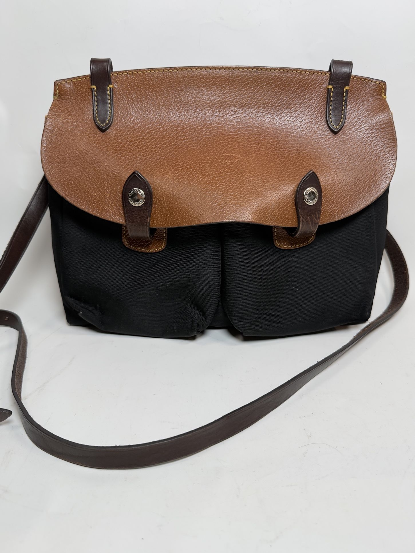 Vintage Dooney & Bourke Nylon Leather Saddlebag Messenger Bag