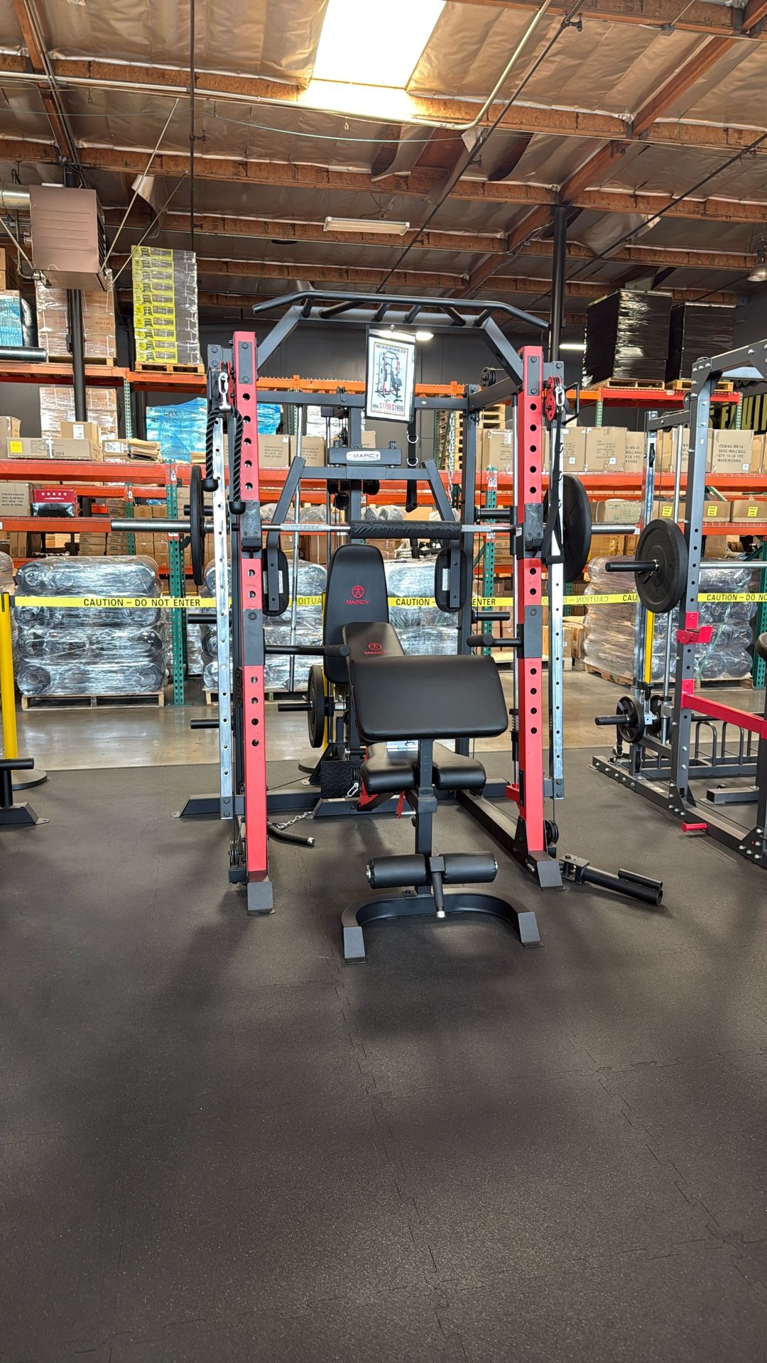 Marcy SM-4033 Home Gym Smith Machine Squat Rack Power Cage with Olympic Bench