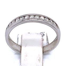 0.33 TCW round diamonds wedding anniversary ring band in solid 14k White Gold size 6.75