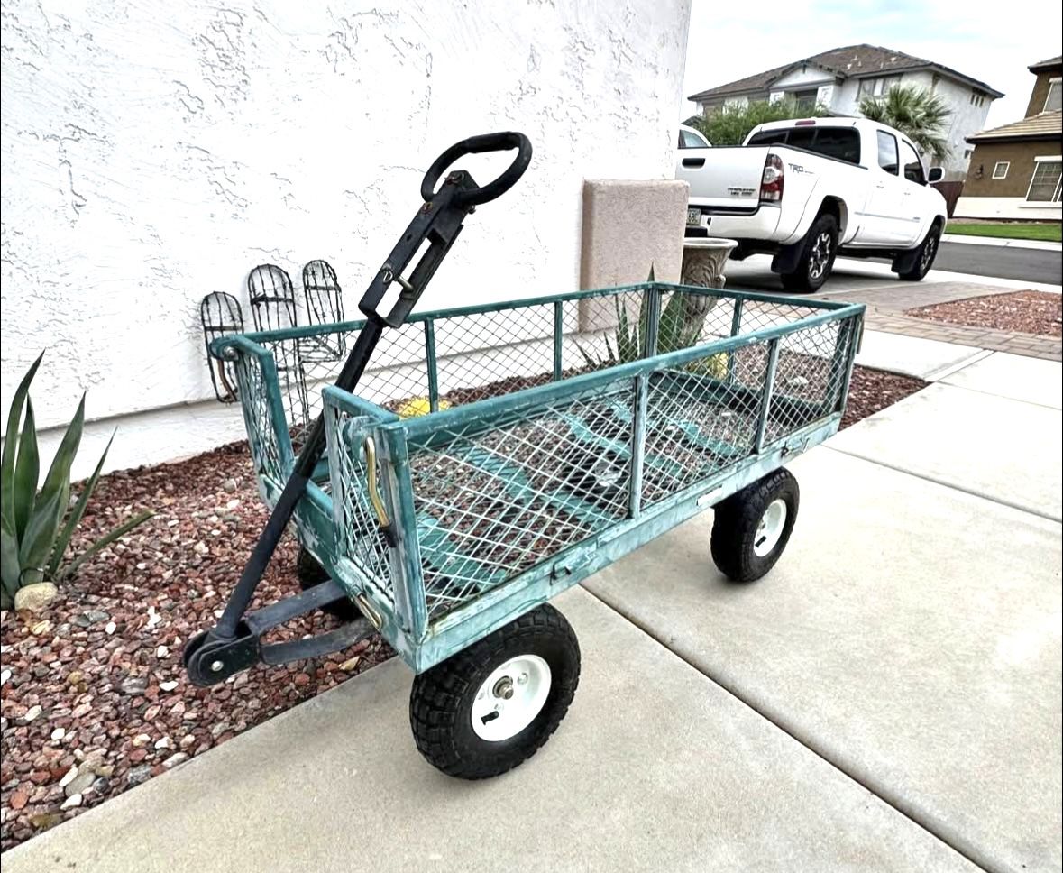 Garden Cart Wagon Metal Heavy Duty Drop Down Sides