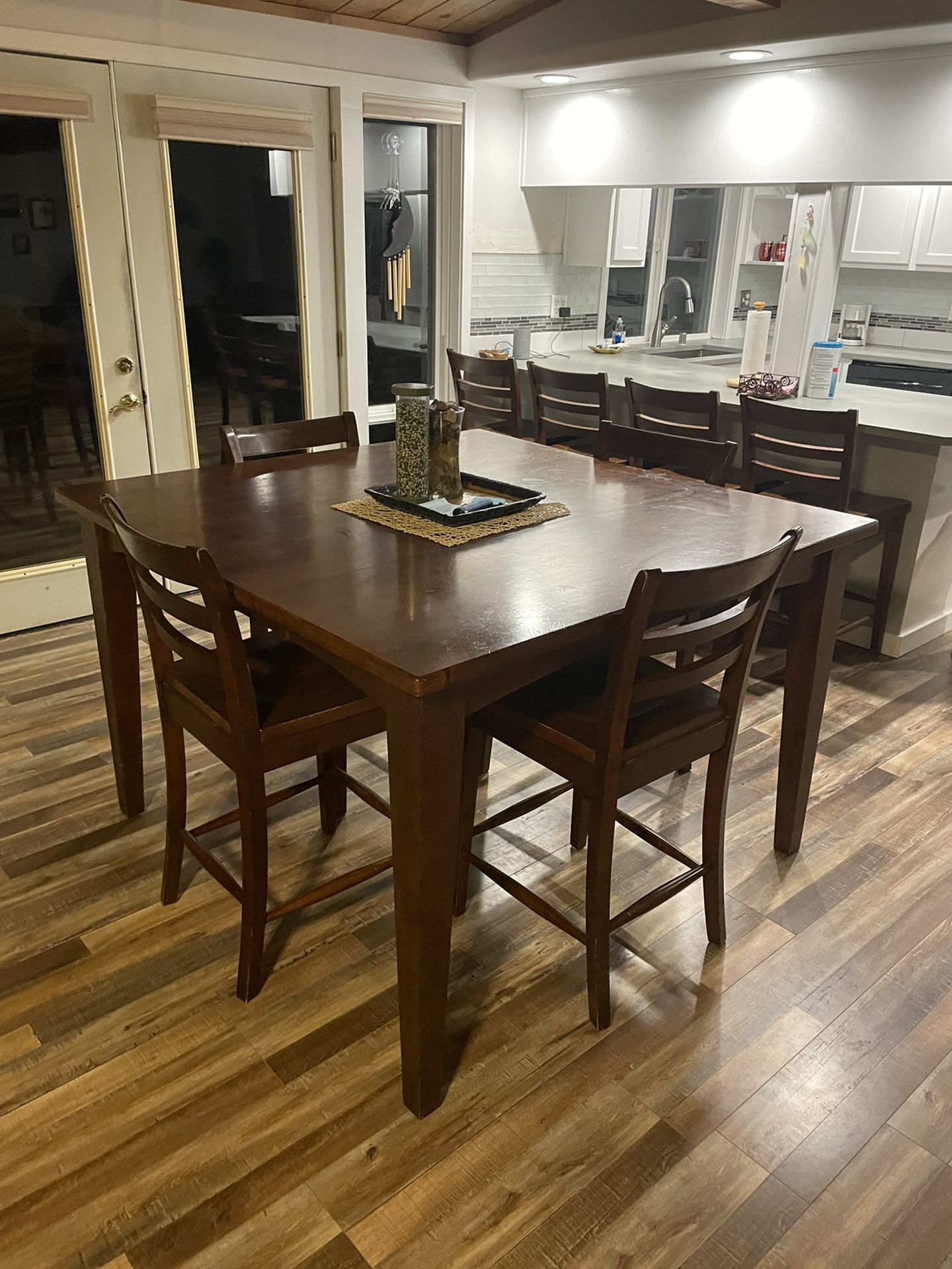 Counter Height Country Dining Table w/ 8 Chairs