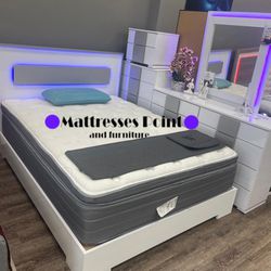 BEDROOM SET 5 PCS LED LIGHTS BEAUTIFUL💖 OFFER TIME LIMITED(MATTRESS NOT INCLUDED)  🆕HOT 🔥SALE 👈