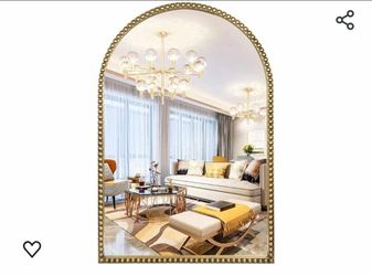 0926: Brand New in box- Arched Wall Mirror for Bathroom, 20"x30" Metal Beaded Frame Decorative Accent Mirror, Large Modern Distressed Hanging Wall Dec