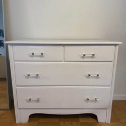Antique Refinished White 4 Drawer Dresser