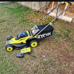 RYOBI ONE+ HP 18V Brushless 16 in. Cordless Battery Walk Behind Push Lawn Mower with (1) 4.0 Ah Batteries and (1) Charger